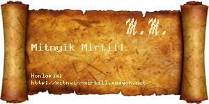Mitnyik Mirtill névjegykártya